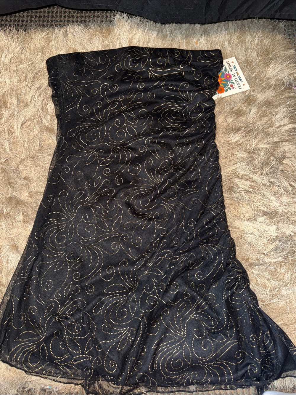 Forever 21 Black Mini Dress with Gold Swirl Detail